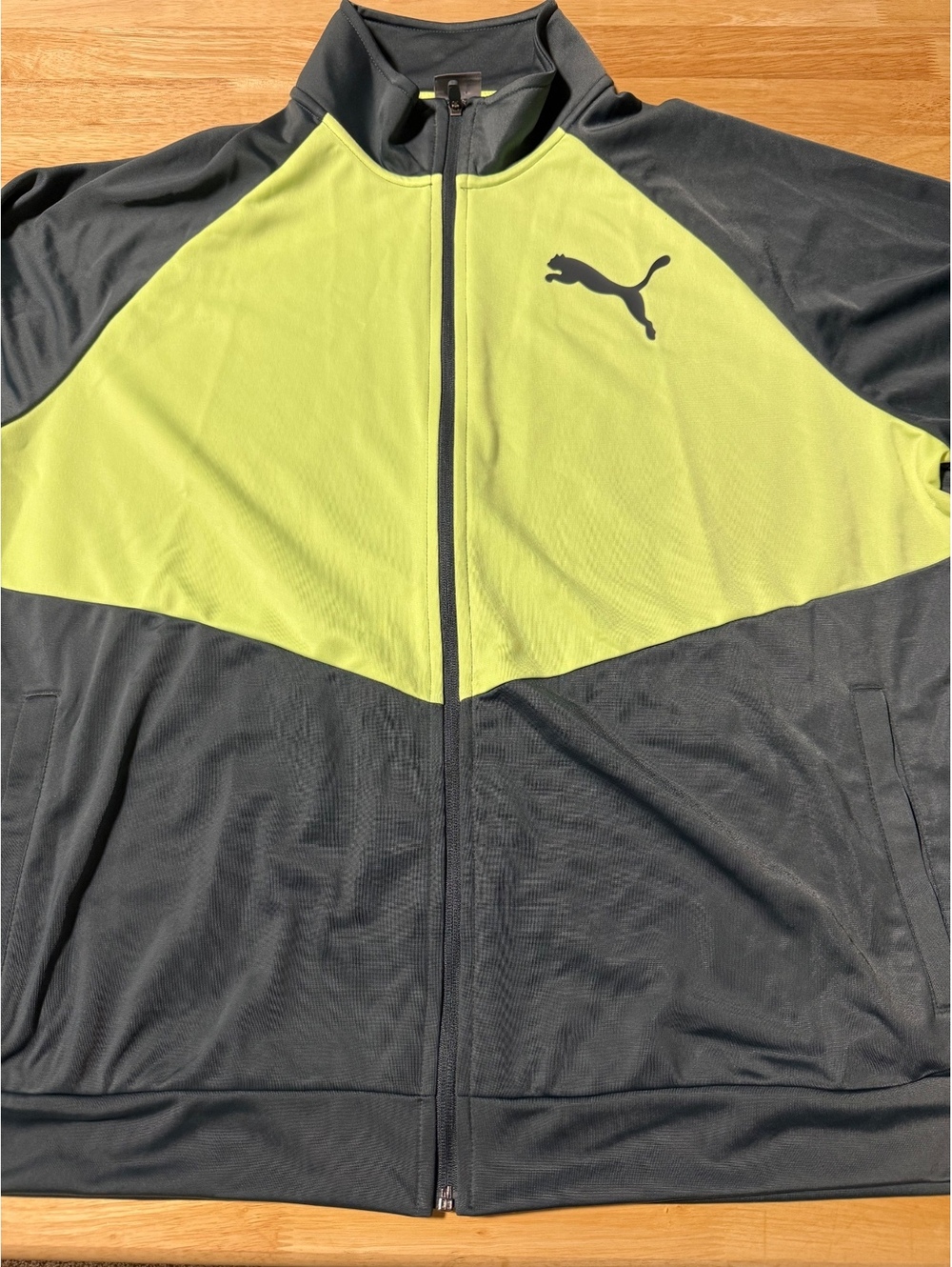 Men’s Puma Charcoal Gray Lime Green Full Zip Track Jacket XXL